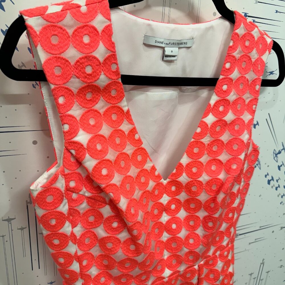 Diane von Furstenberg Hot Pink Sleeveless Dot Dress (Size 0) - Picture 3 of 10